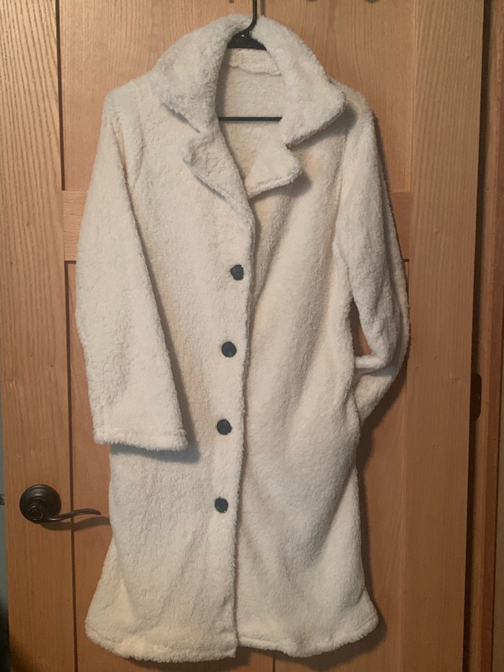 Women's Cream Teddy Coat - Oversized Sherpa Button Front
